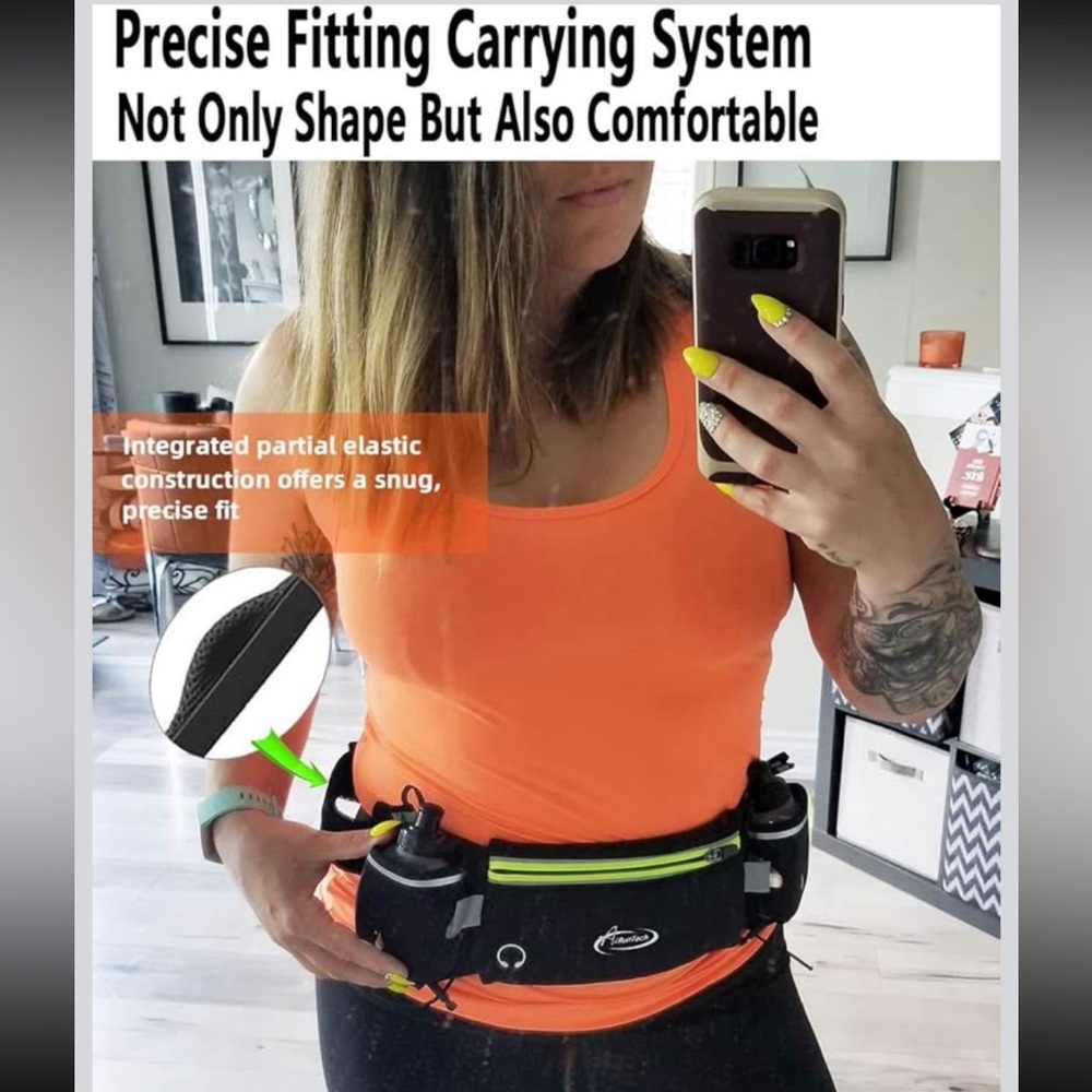 Running Waist Pack with Water Bottles - Black